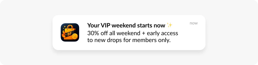 Vip loyalty black friday push notification